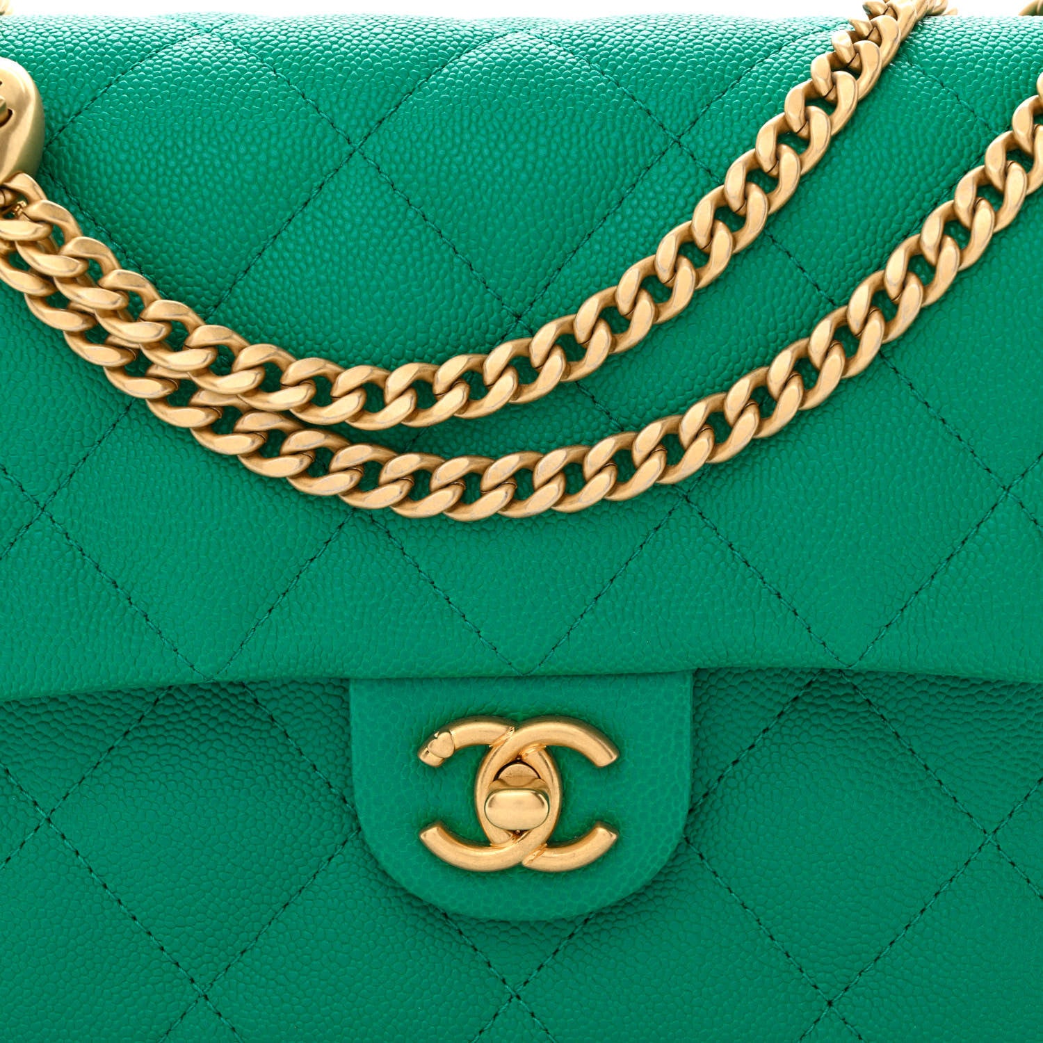 Chanel Caviar Quilted Sweetheart Flap Green 8 of 10