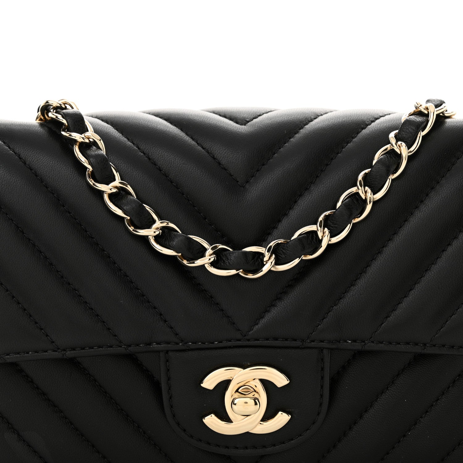 Chanel Lambskin Chevron Quilted Mini Rectangular Flap Black 8 of 11