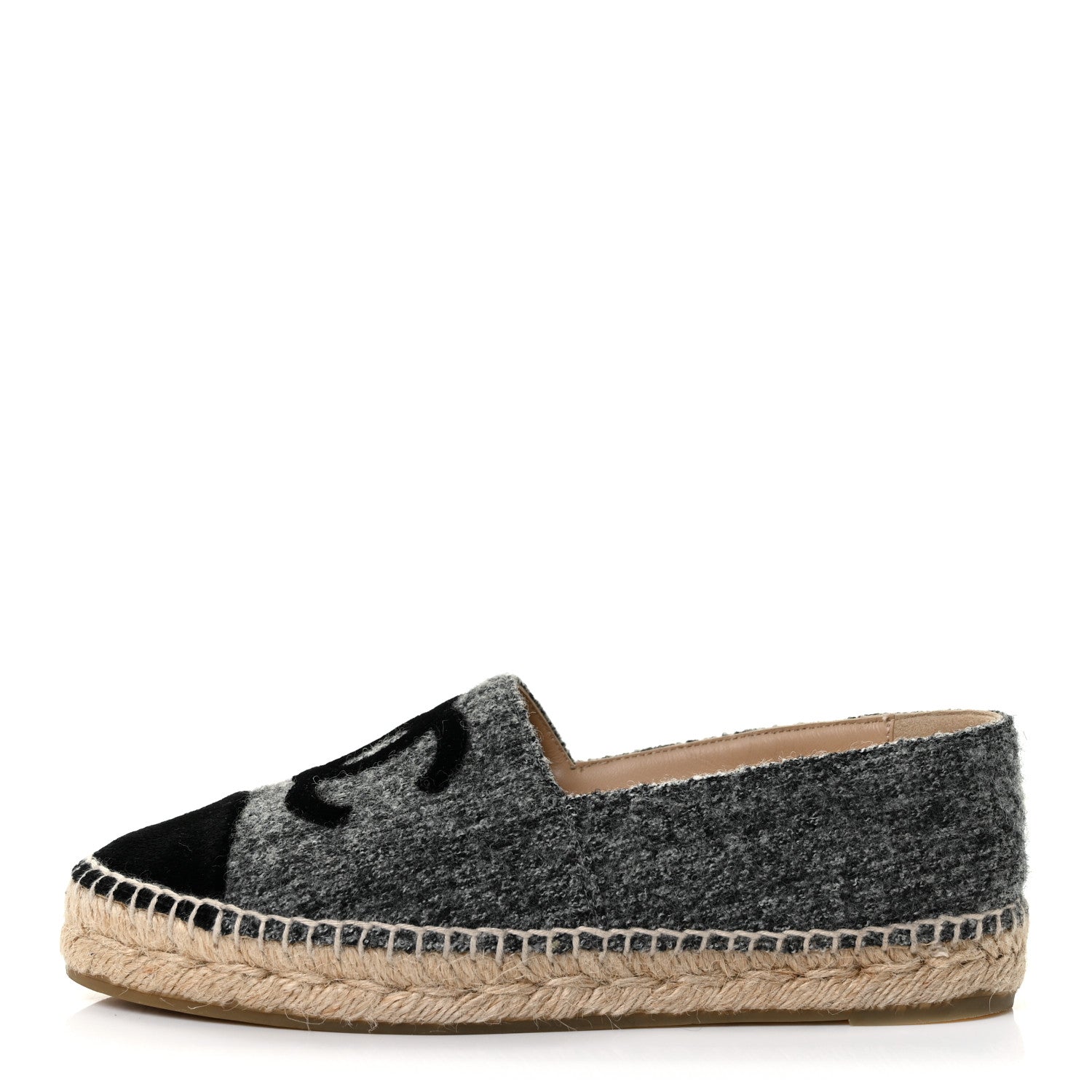 Chanel Wool Velvet CC Espadrilles 36 Black 1 of 9