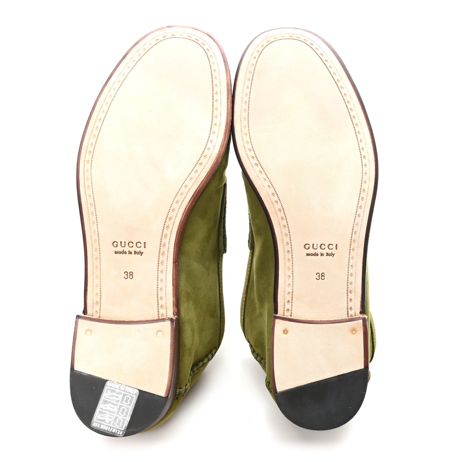Gucci Nubuck Womens Horsebit Loafers 38 Herbs Light Green 6 of 9