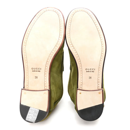 Gucci Nubuck Womens Horsebit Loafers 38 Herbs Light Green 6 of 9