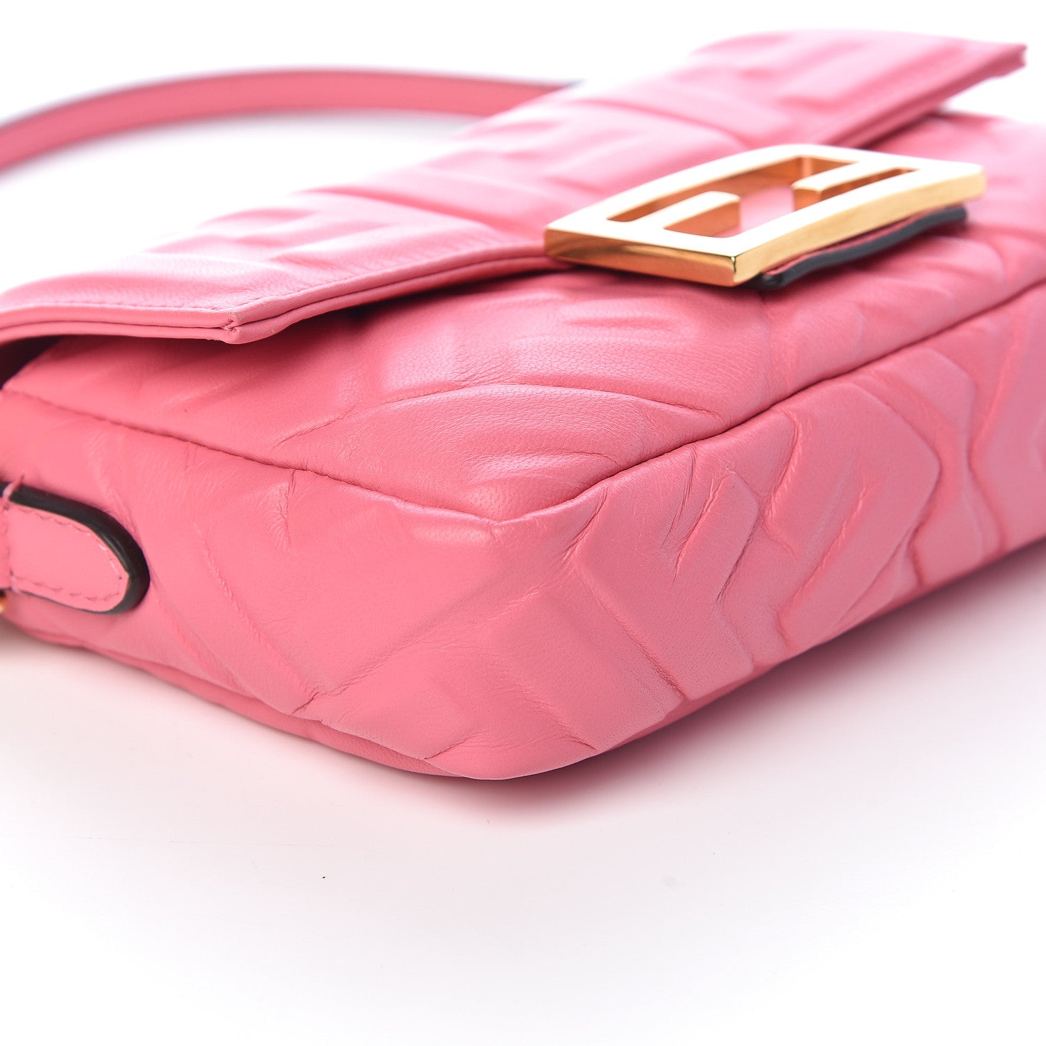 Fendi Nappa FF 1974 Embossed Mini Baguette Rosa Fluo 10 of 12