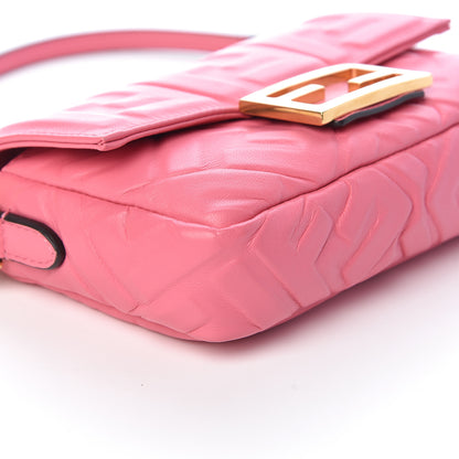 Fendi Nappa FF 1974 Embossed Mini Baguette Rosa Fluo 10 of 12