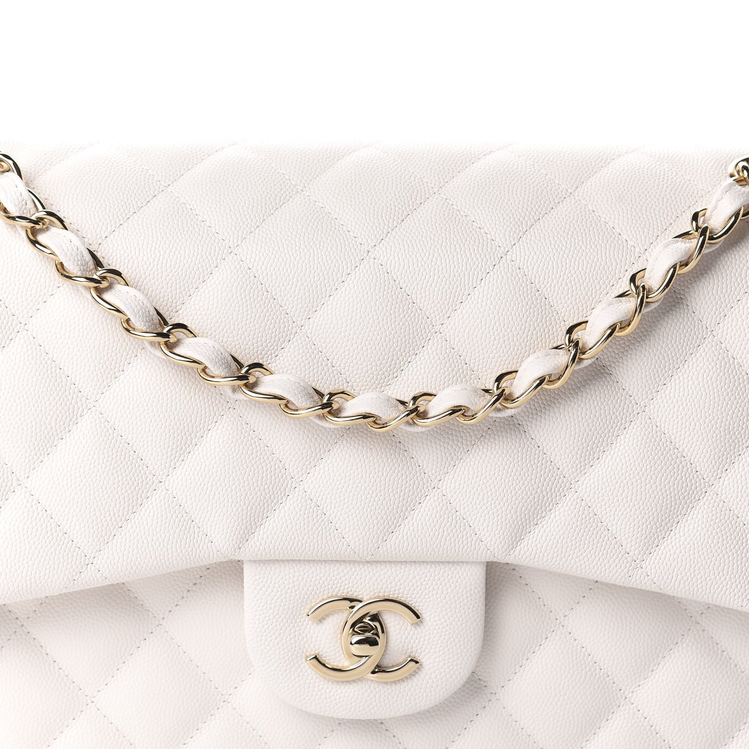 Chanel Caviar Quilted Jumbo Double Flap White 10 of 10