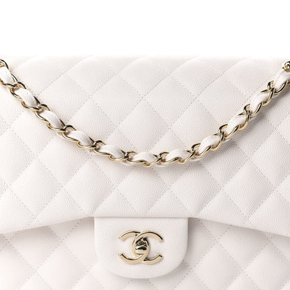 Chanel Caviar Quilted Jumbo Double Flap White 10 of 10