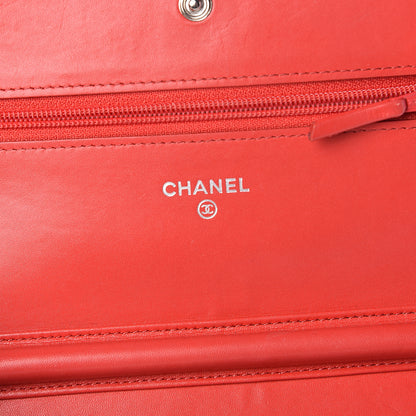 Chanel Caviar Timeless CC Wallet On Chain WOC Light Red 6 of 21