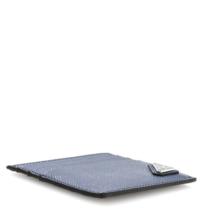 Prada Saffiano Triangle Card Case Blue 4 of 8