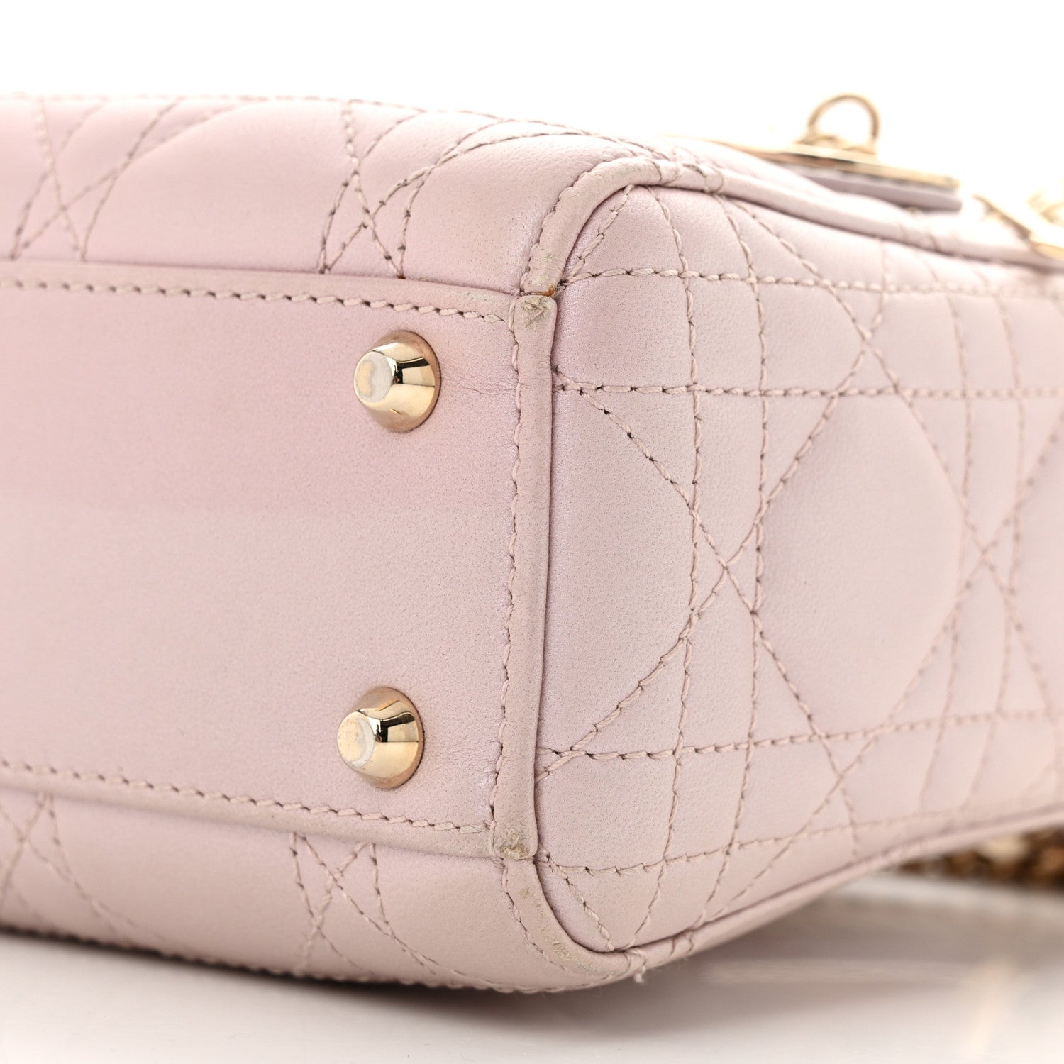 Christian Dior Metallic Lambskin Cannage Mini Lady Dior Lotus 10 of 12