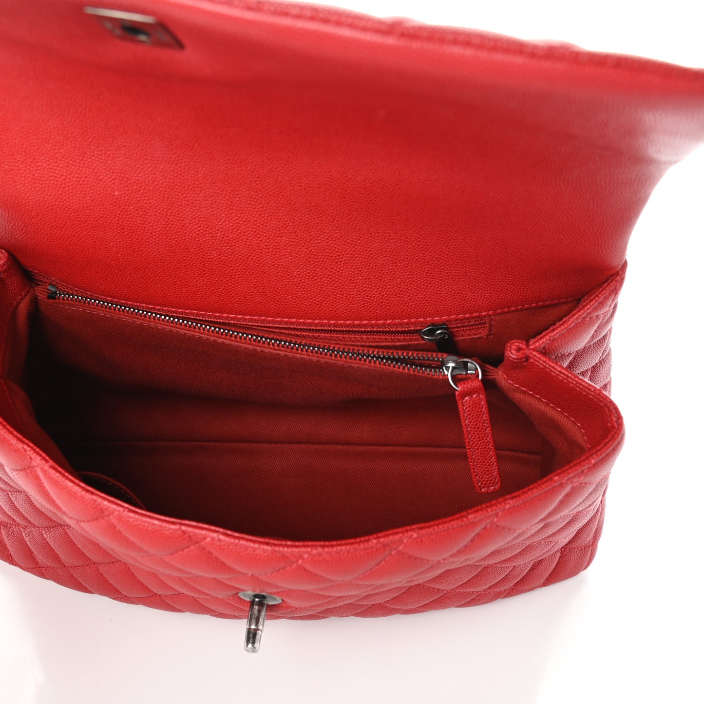 Caviar Quilted Medium Coco Handle Flap Dark Red