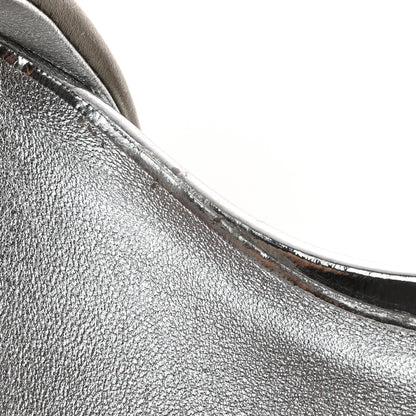 Valentino Garavani Metallic Pebbled Calfskin Rockstud Asymmetric 100mm Sandals 37.5 Silver 9 of 10