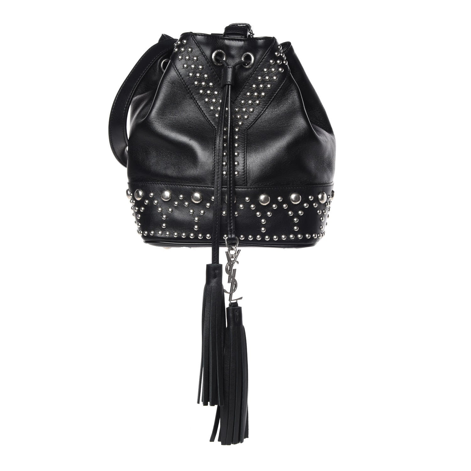 Saint Laurent Calfskin Small Y Studs Bucket Bag Black 1 of 10