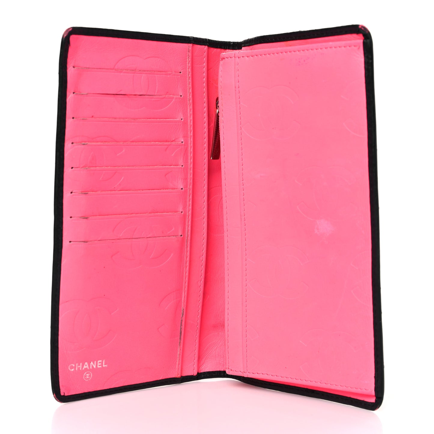 Calfskin Quilted Cambon Yen Wallet Black