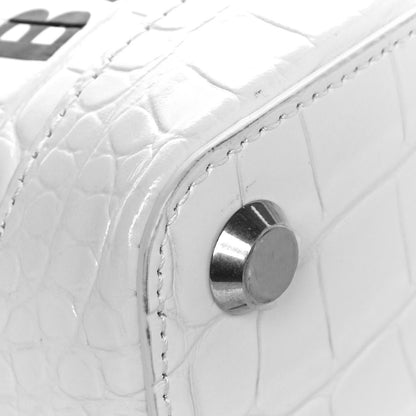 Balenciaga Calfskin Crocodile Embossed XXS Ville Top Handle Bag White Black 12 of 18