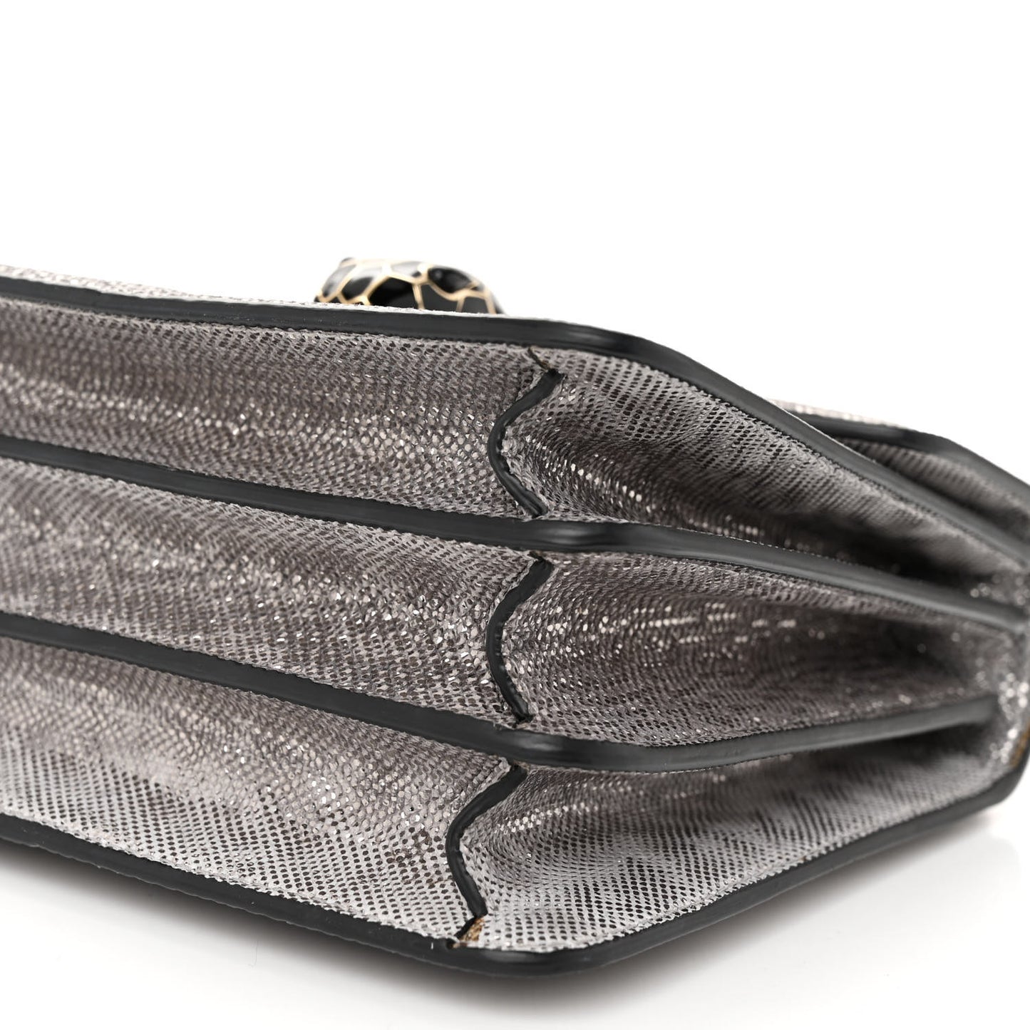 Metallic Karung Serpenti Forever Top Handle White Agate