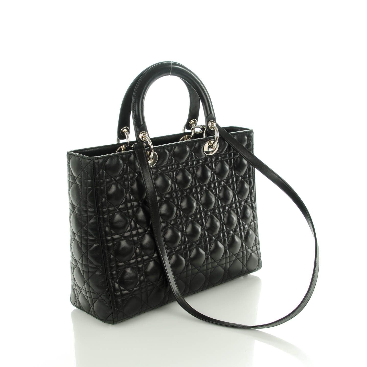 Christian Dior Lambskin Cannage Large Lady Dior Black 3 of 7