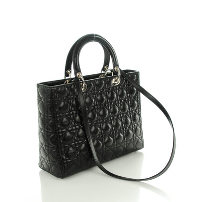 Christian Dior Lambskin Cannage Large Lady Dior Black 3 of 7