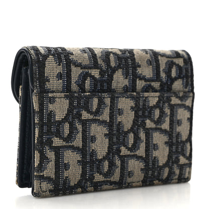 Christian Dior Oblique Saddle Card Holder Blue 3 of 11
