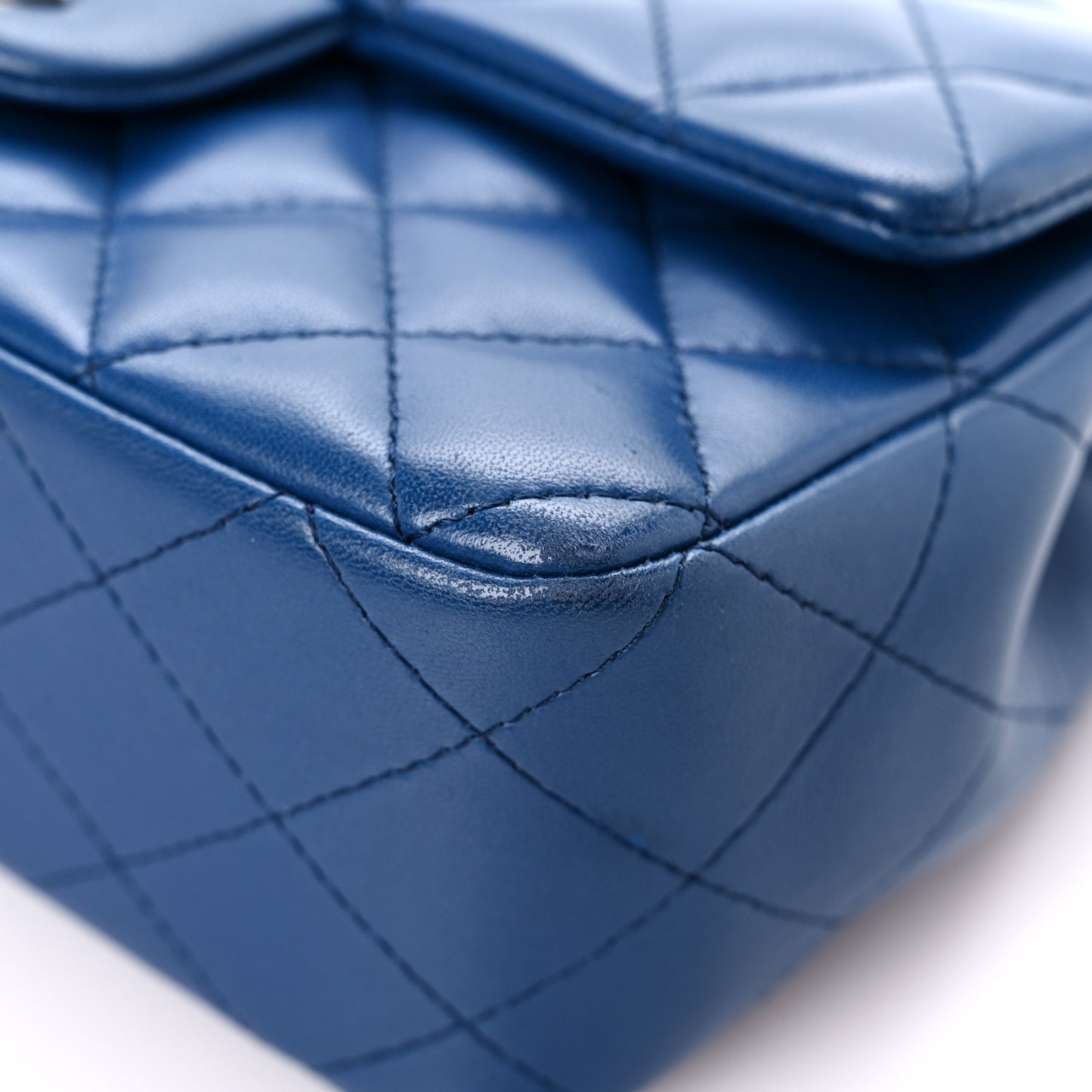 Lambskin Quilted Mini Rectangular Flap Blue