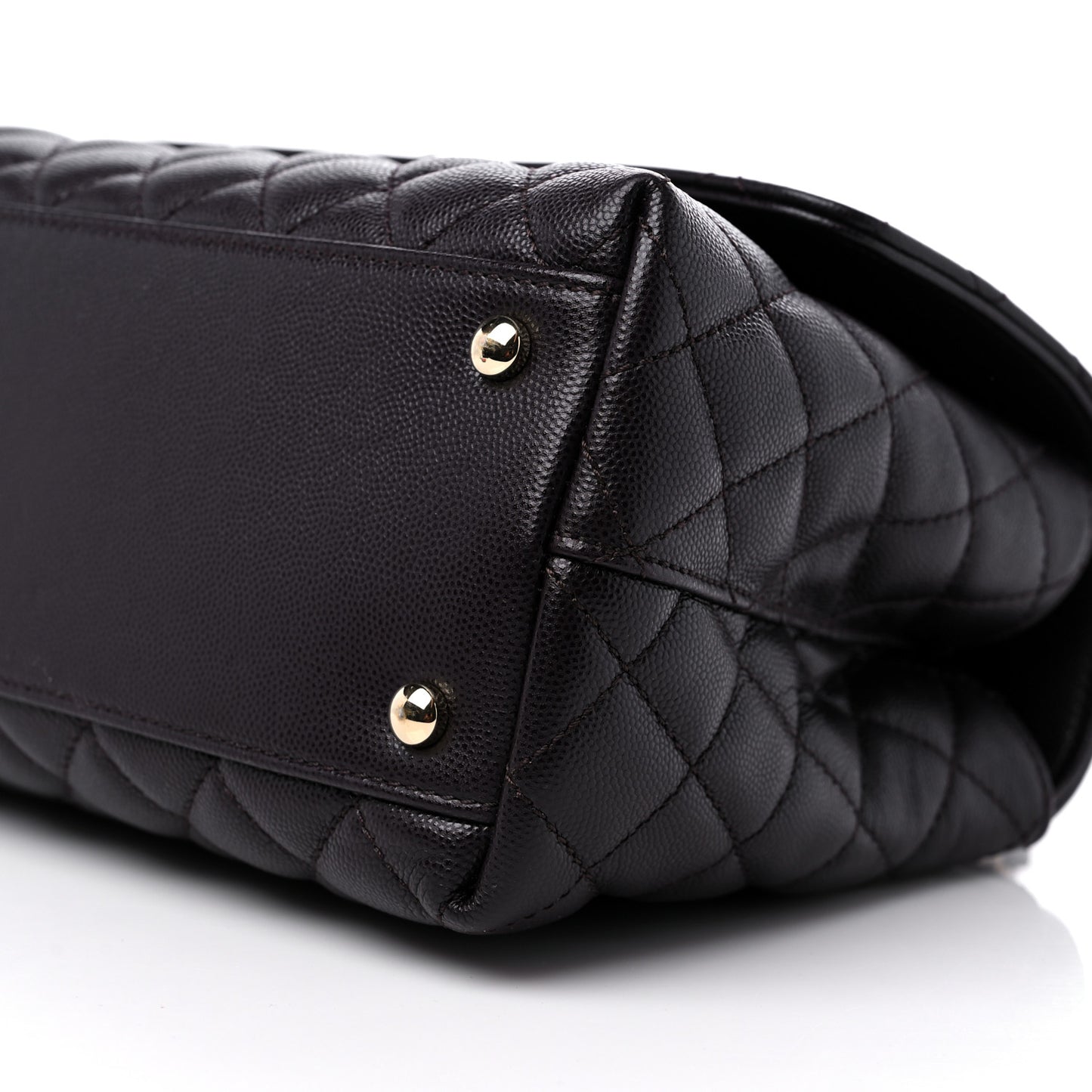 Caviar Quilted Small Coco Handle Flap Dark Brown
