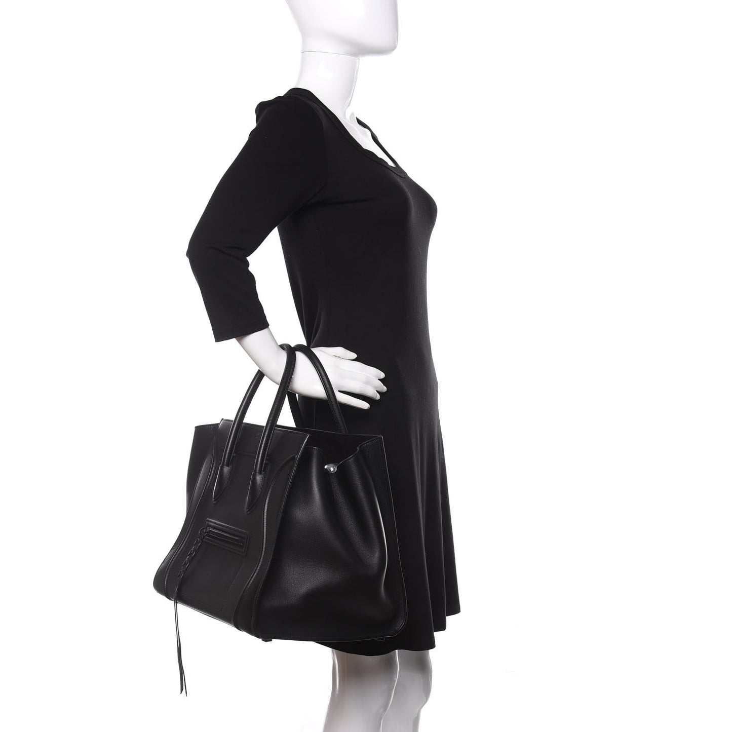 Smooth Calfskin Medium Phantom Luggage Black