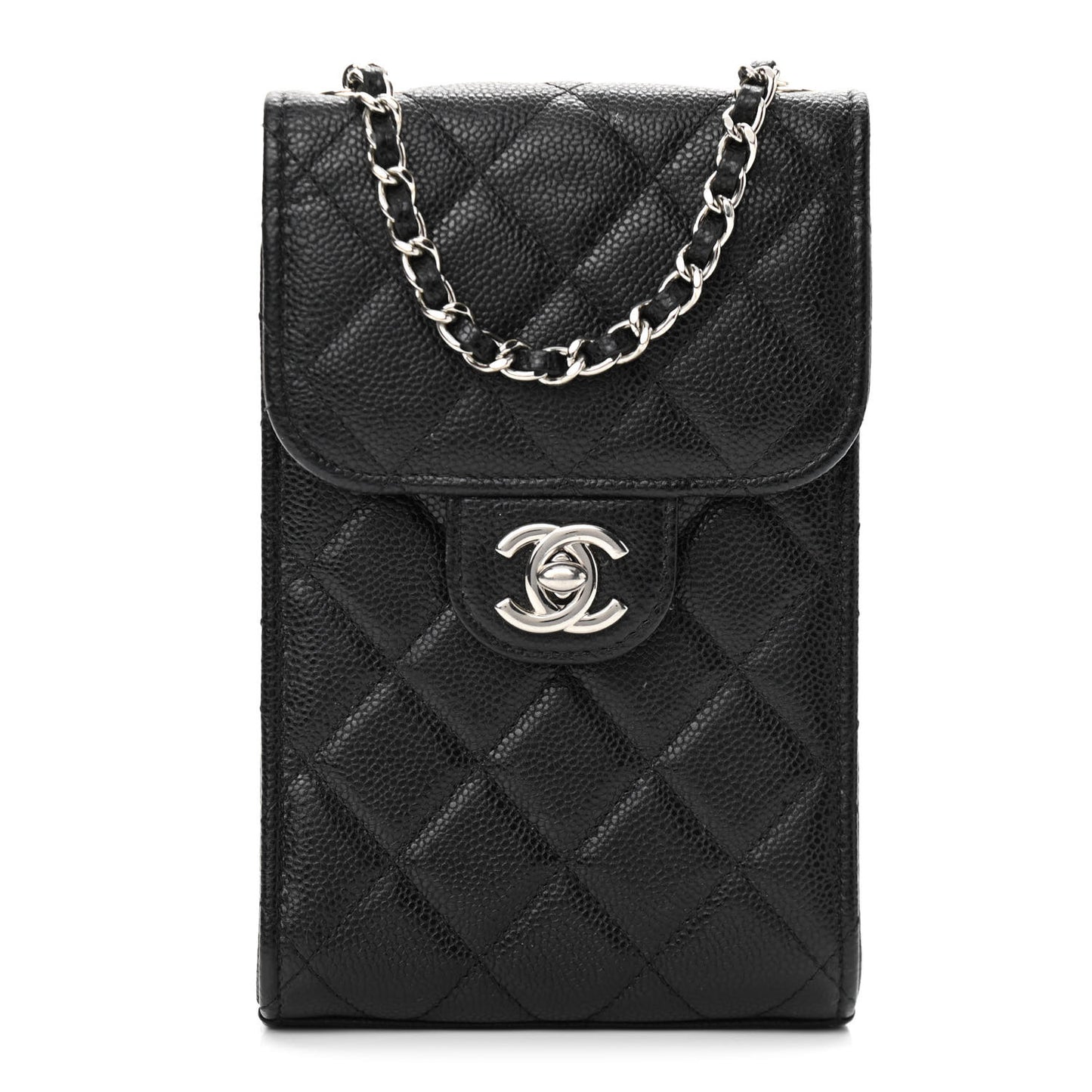 Caviar Quilted Classic Phone Holder Black