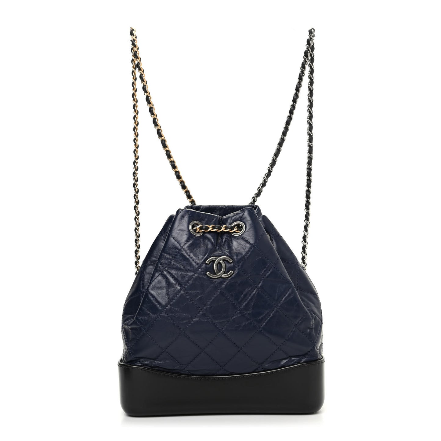 Aged Calfskin Quilted Small Gabrielle Backpack Blue Black