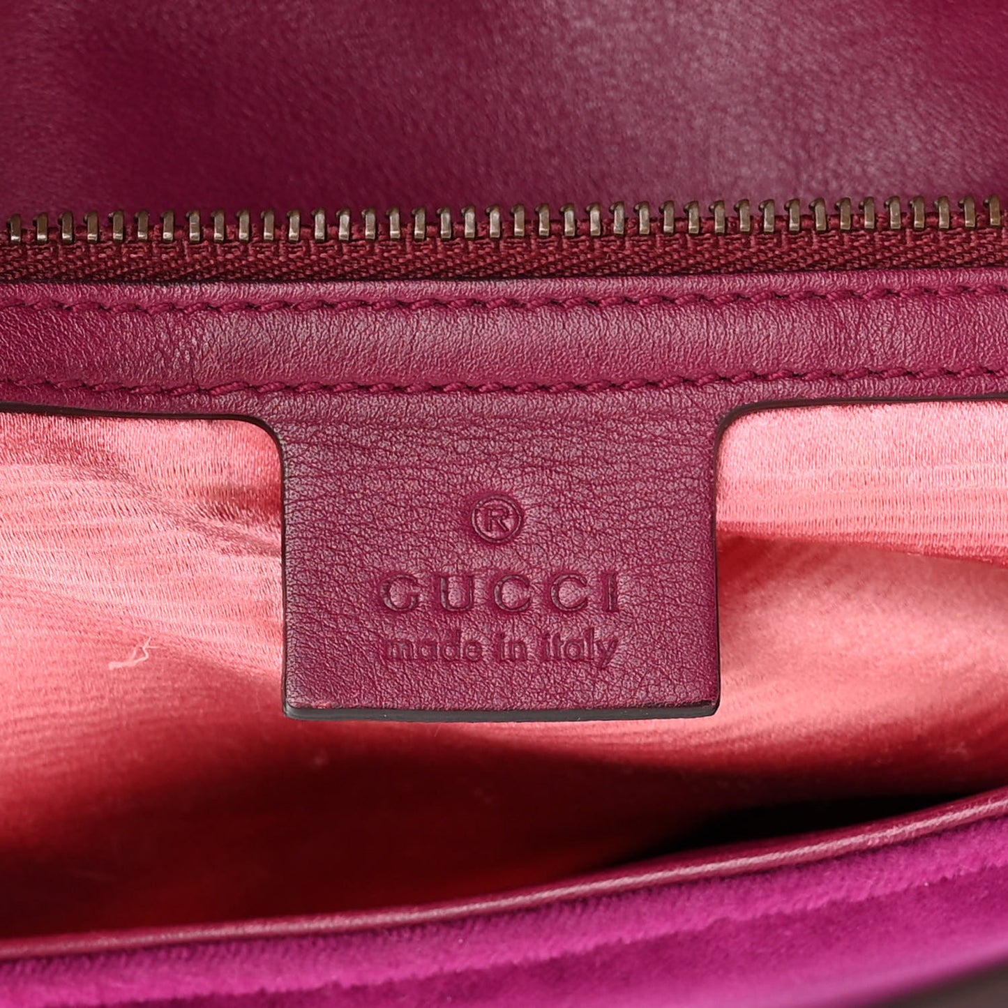 Velvet Matelasse Loved Embroidered Medium GG Marmont Shoulder Bag Fuchsia Violet Cyclamen