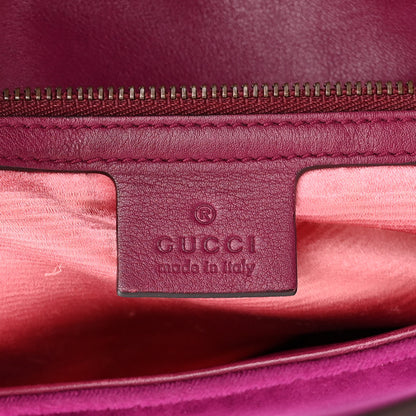 Gucci Velvet Matelasse Loved Embroidered Medium GG Marmont Shoulder Bag Fuchsia Violet Cyclamen 6 of 16