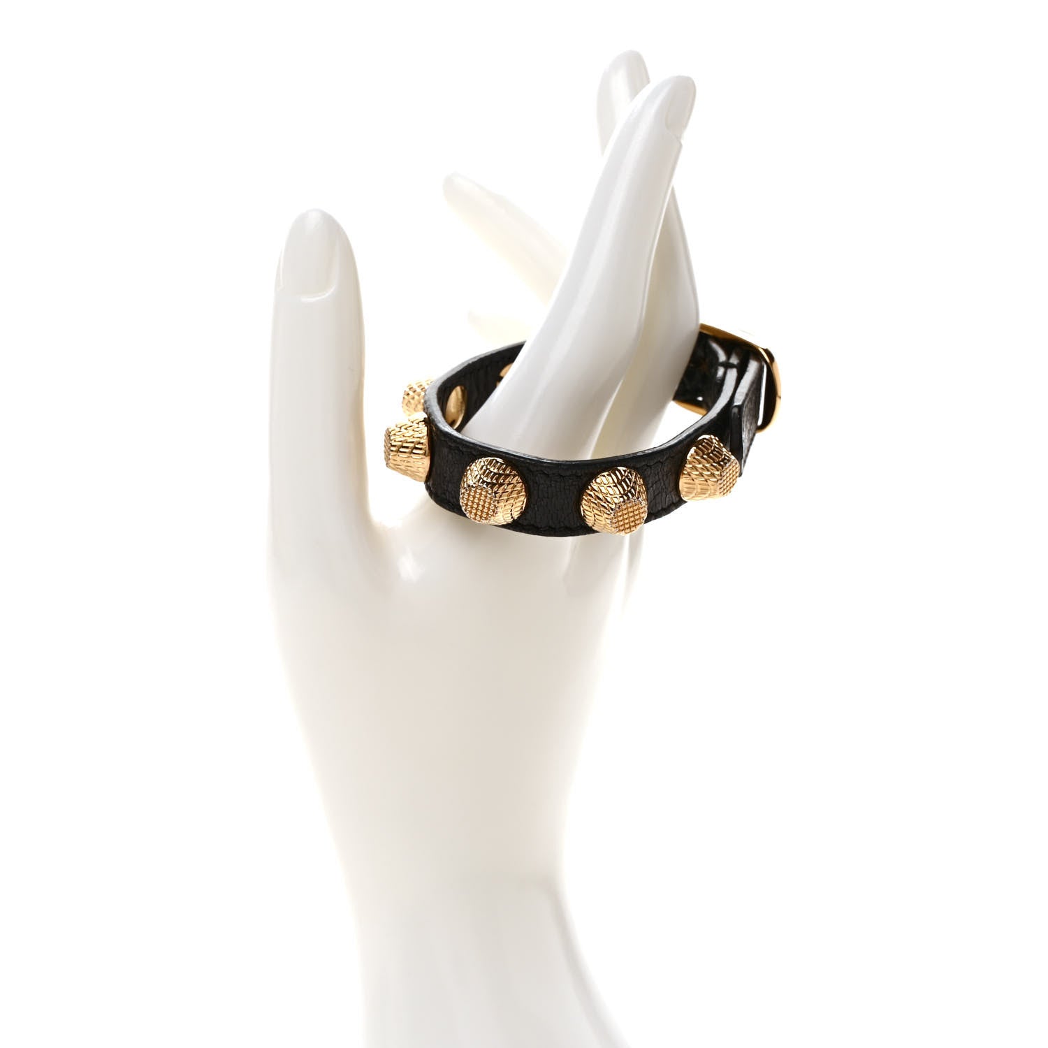 Balenciaga Agneau Giant 12 Gold Hardware Stud Bracelet M Black 2 of 4