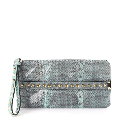 Valentino Garavani Python Rockstud Clutch Blue 1 of 8