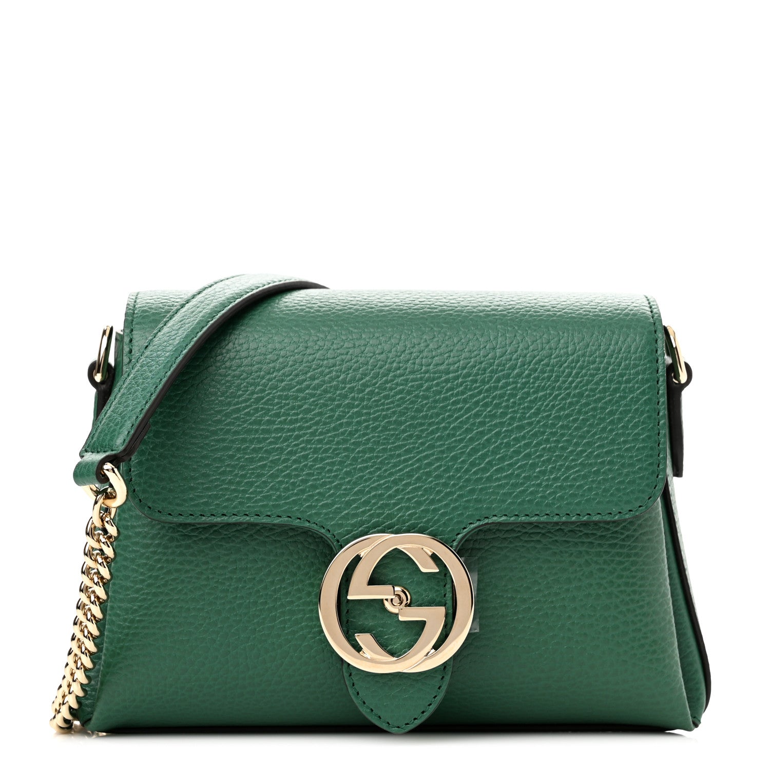 Gucci Dollar Calfskin Interlocking G Crossbody Bag Emerald 1 of 10