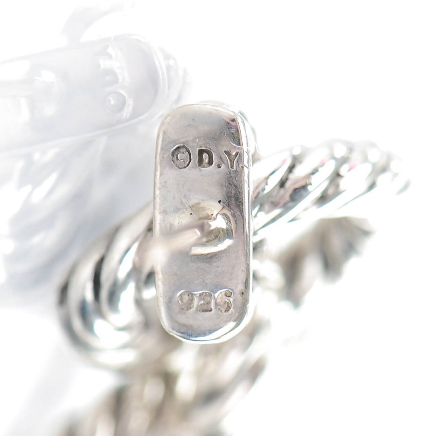 Sterling Silver Pave Diamond 36mm Cable Classics Doorknocker Earrings