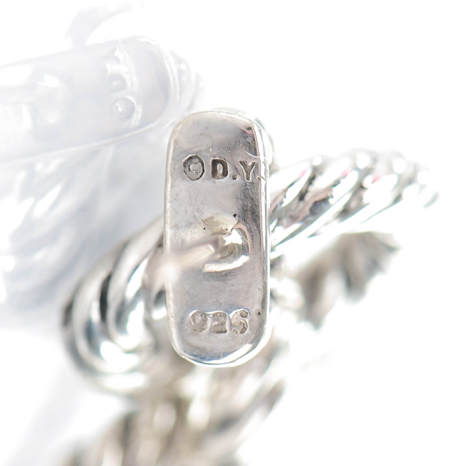 David Yurman Sterling Silver Pave Diamond 36mm Cable Classics Doorknocker Earrings 5 of 5