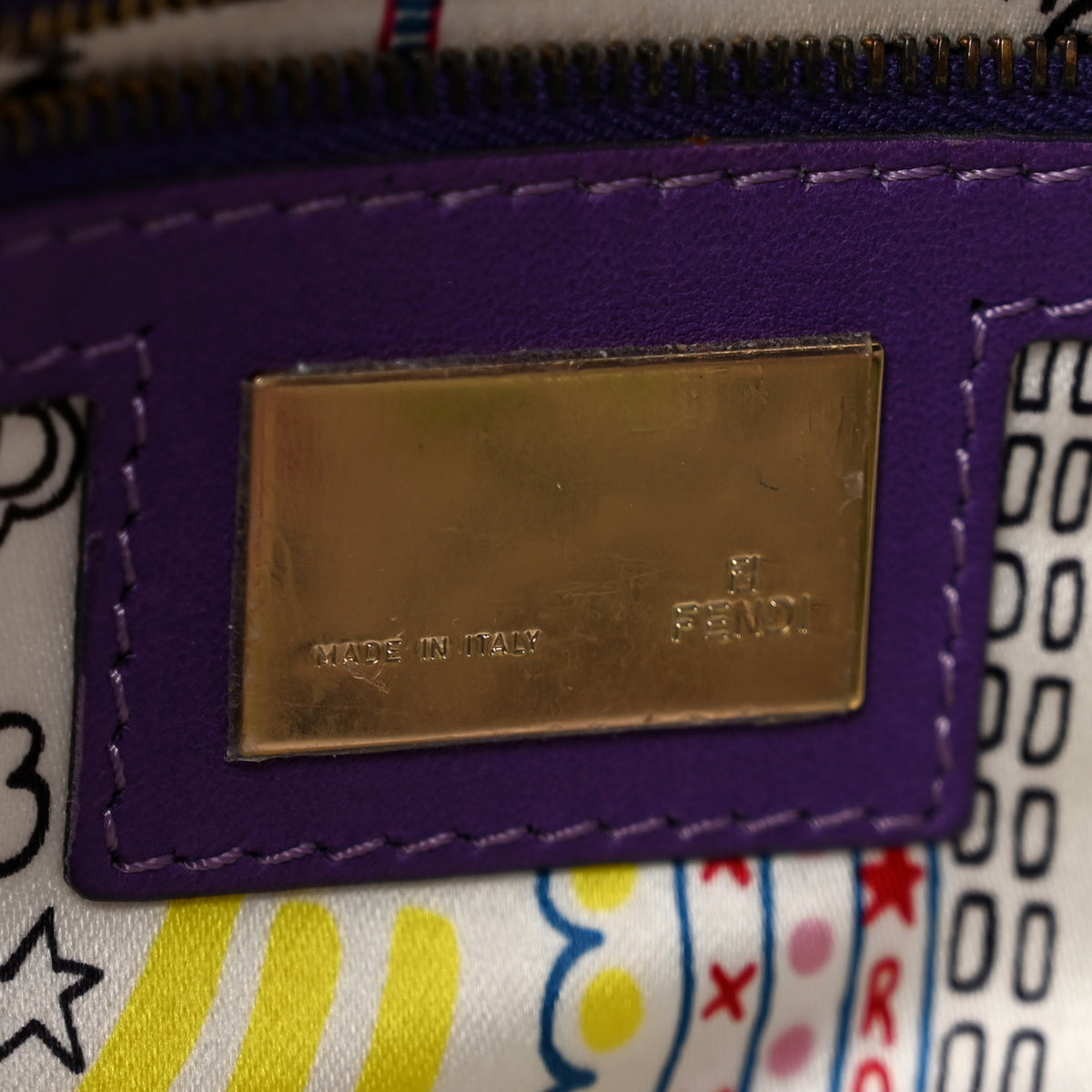 Fendi Nappa Logo Embossed Baguette Purple 6 of 12