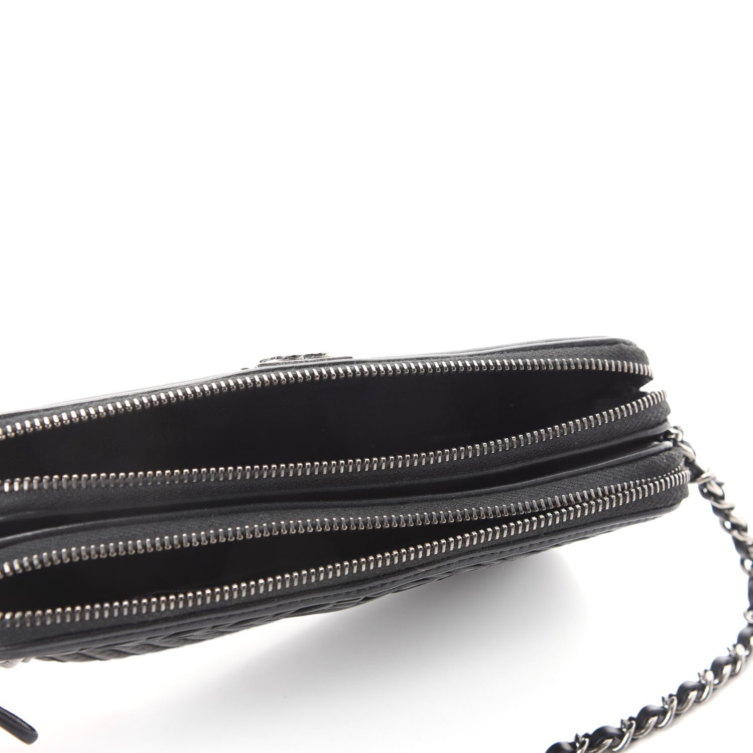 Chanel Calfskin Braided Chevron Quilted Small Boy Clutch With Chain Black 5 of 12
