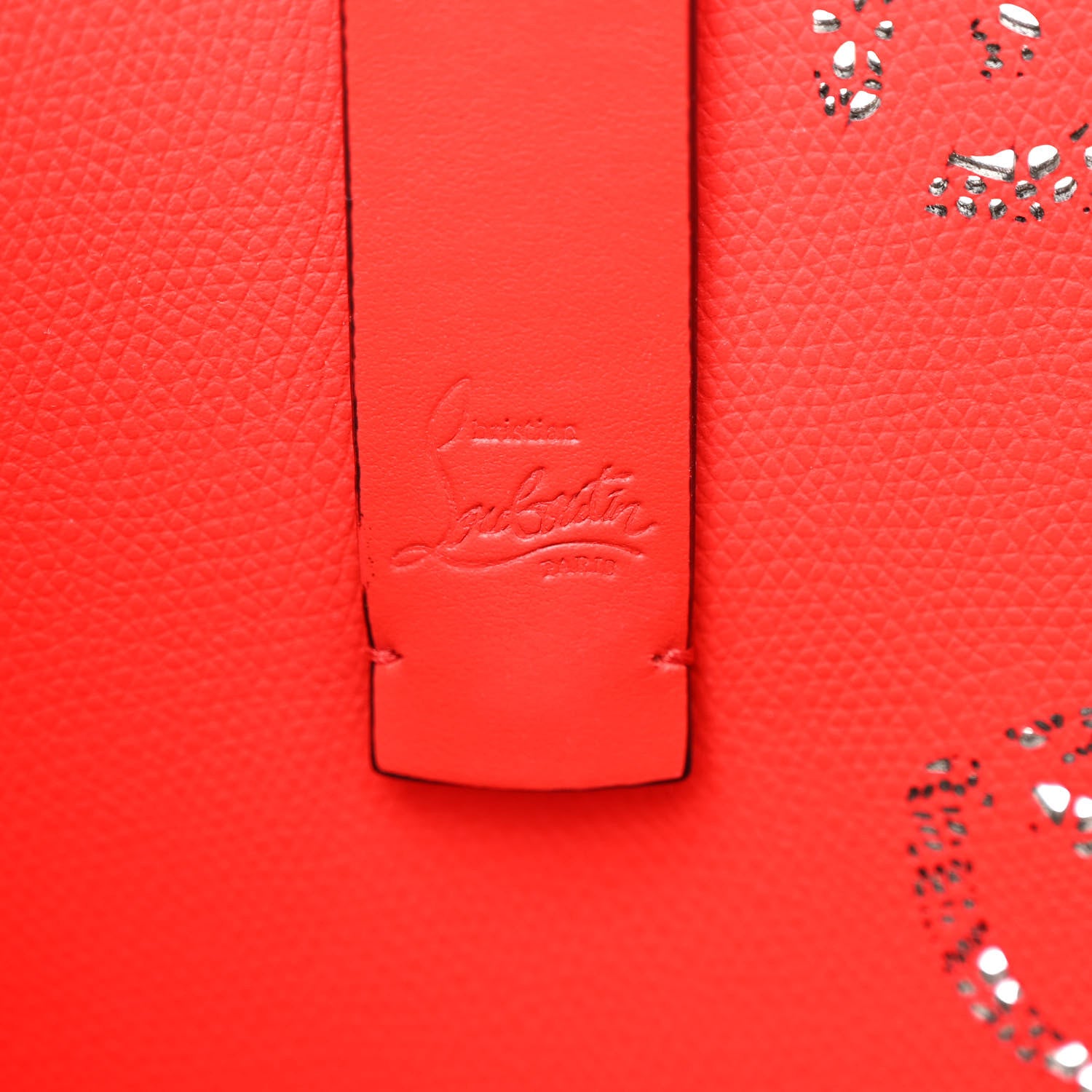 Christian Louboutin Calfskin Loubinthesky Perforated Small Cabata Tote Ole 7 of 10