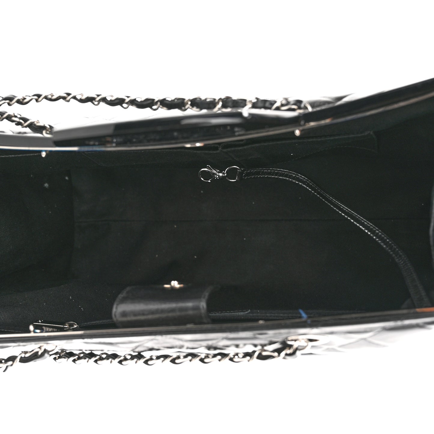 Glazed Calfskin Quilted Large CC Delivery Tote Black