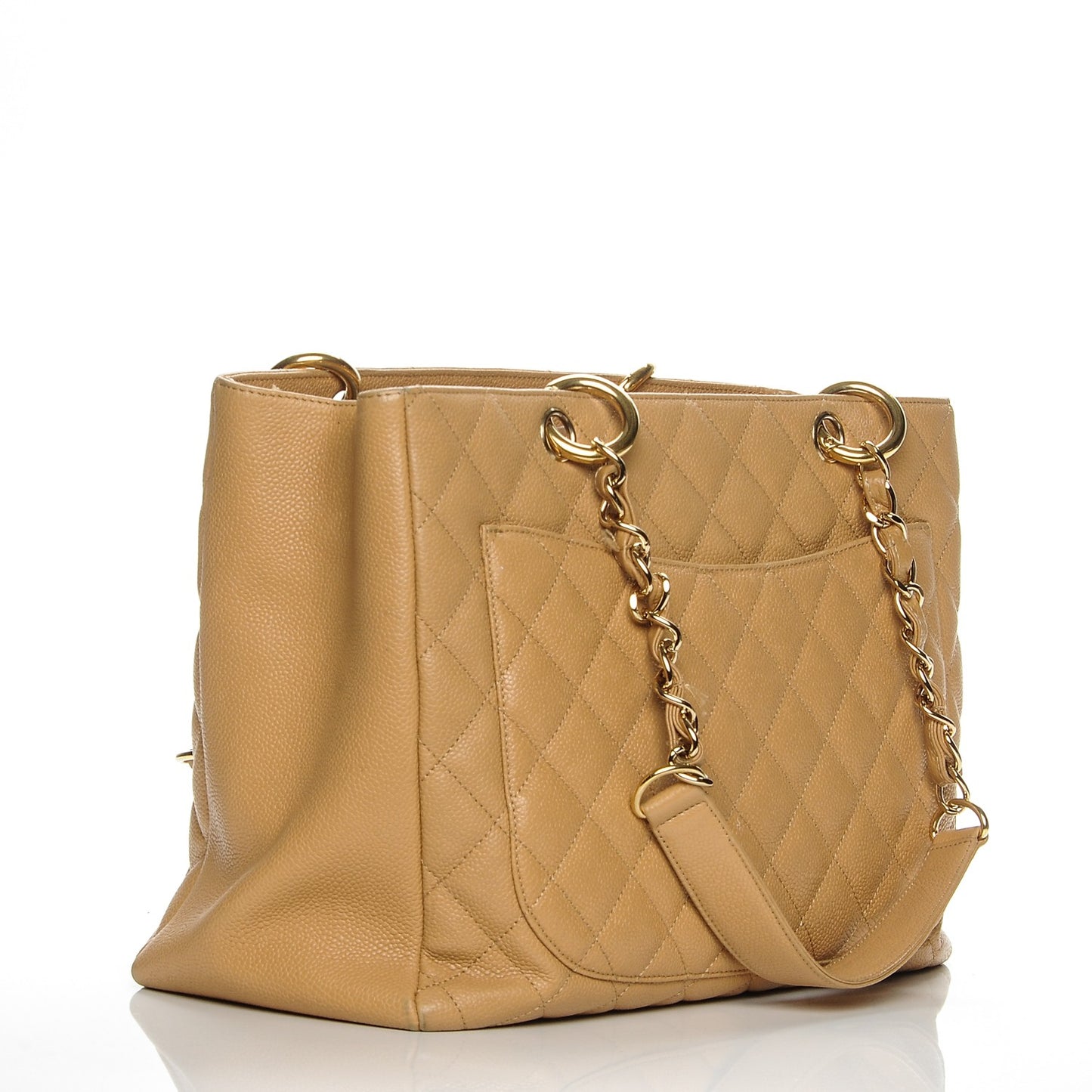 Caviar Quilted Grand Shopping Tote GST Beige