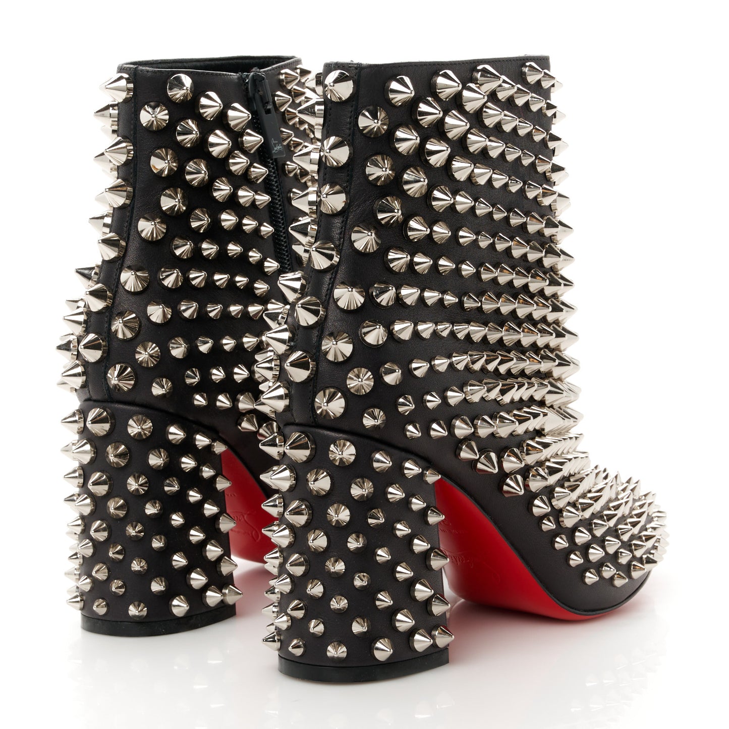 Calfskin Louise Capet Spikes 85 Boots 35.5 Black Silver