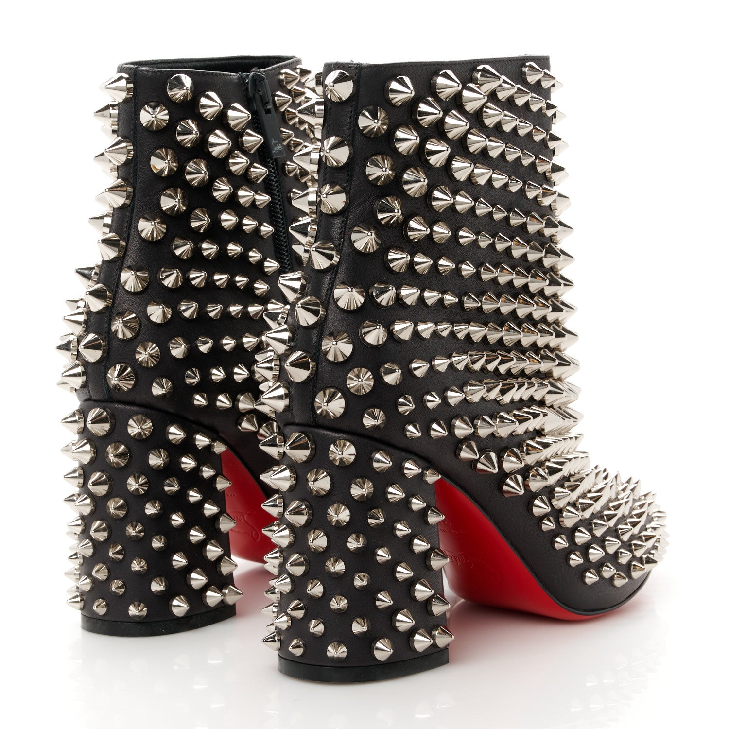 Christian Louboutin Calfskin Louise Capet Spikes 85 Boots 35.5 Black Silver 4 of 8