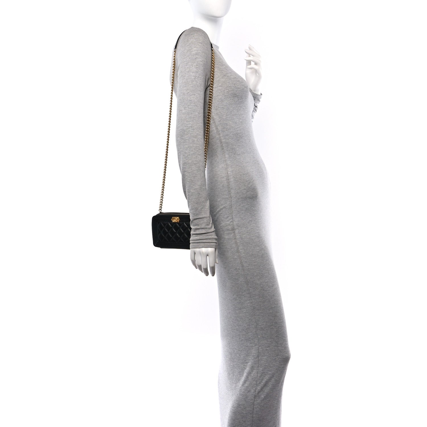Chanel Caviar Quilted Boy Zip Phone Holder With Chain Black 2 of 11