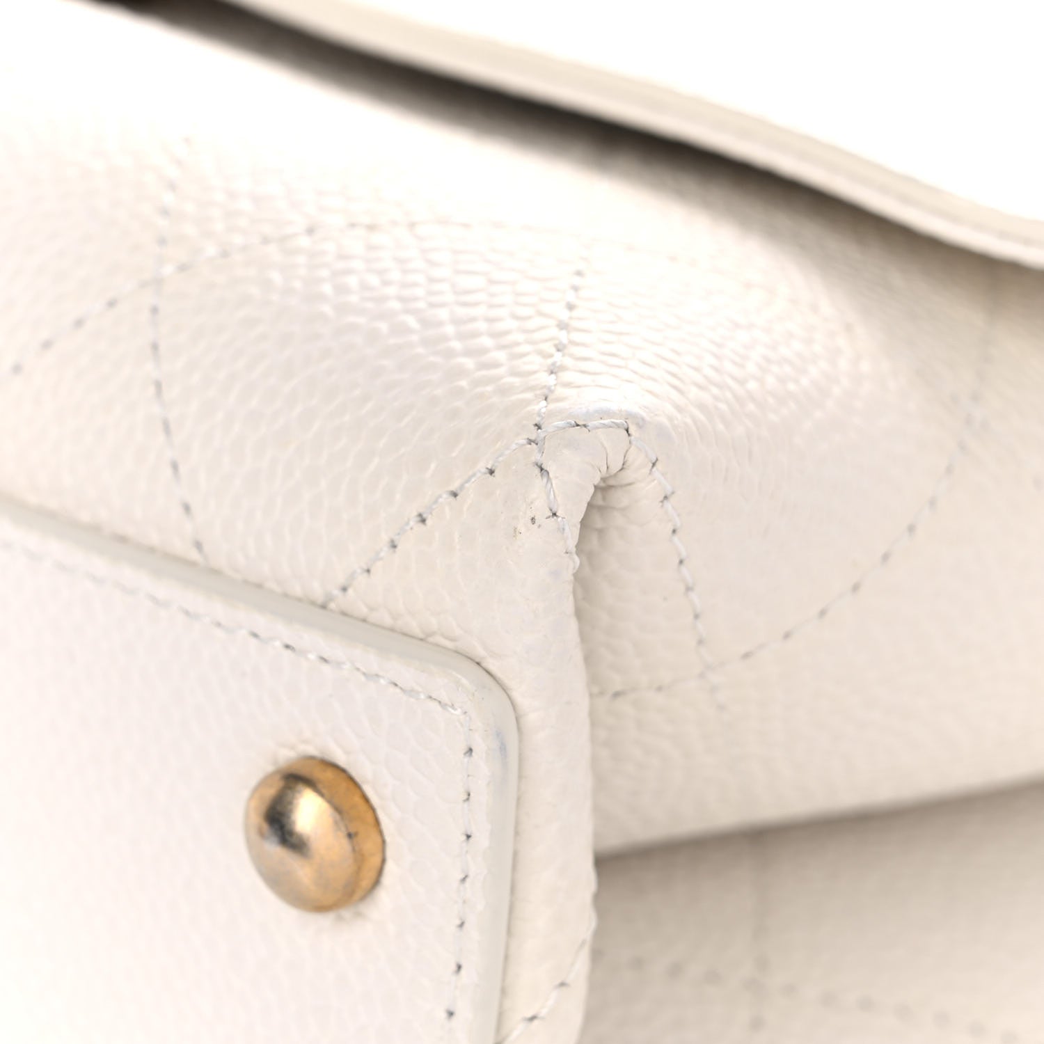 Chanel Grained Calfskin Small Stitched Flap White 9 of 15