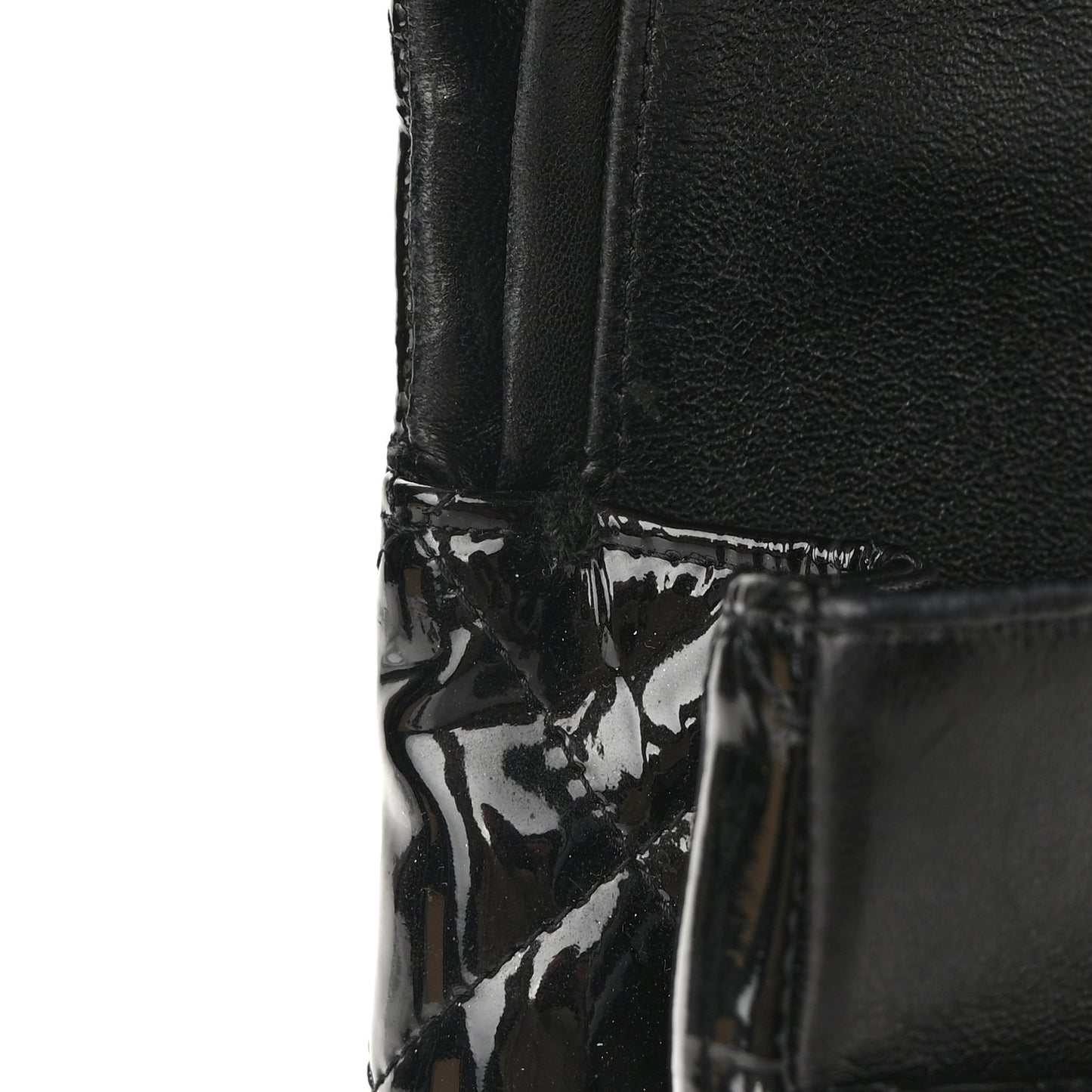 Patent Quilted Maxi Double Flap Black