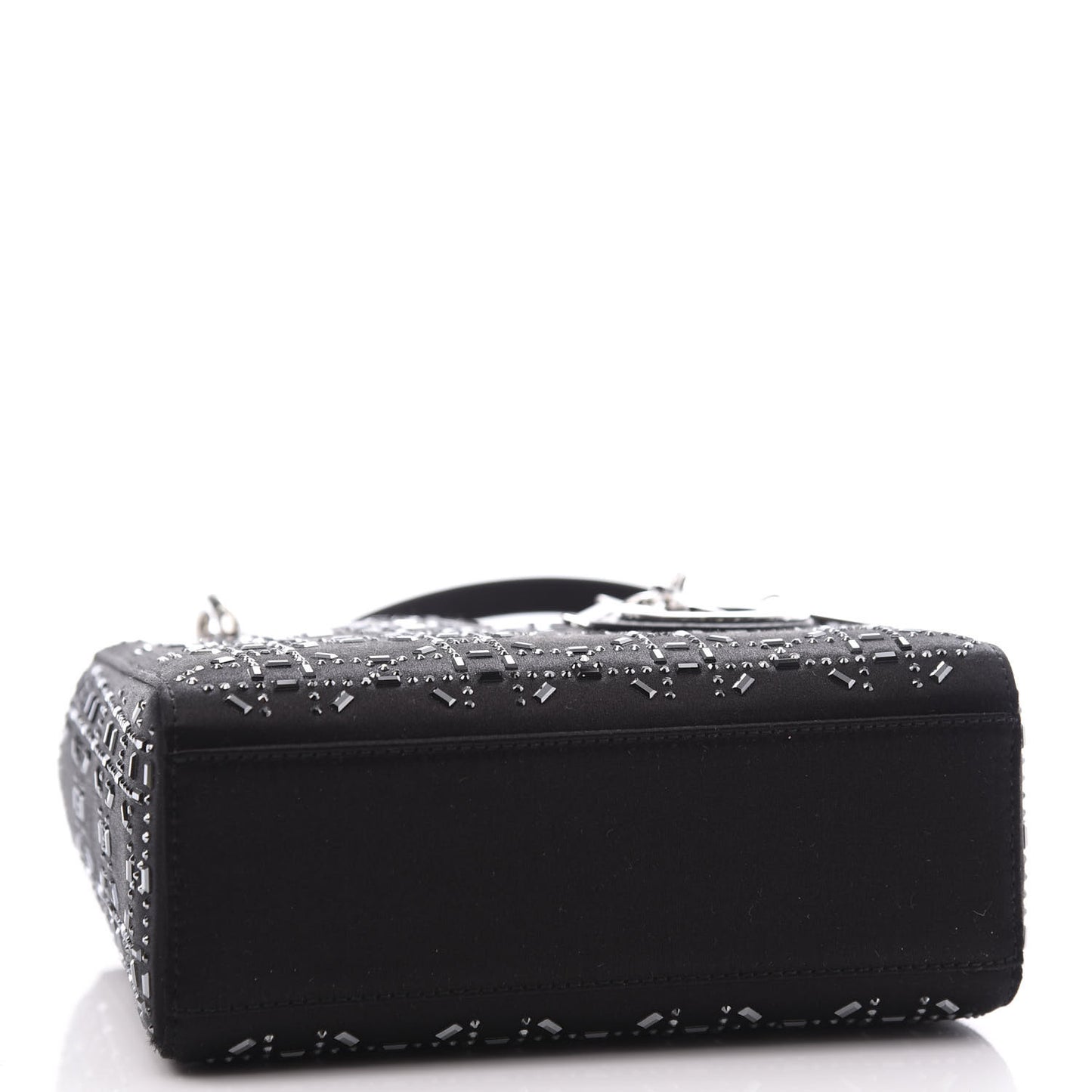 Satin Crystal Cannage Mini Lady Dior Black