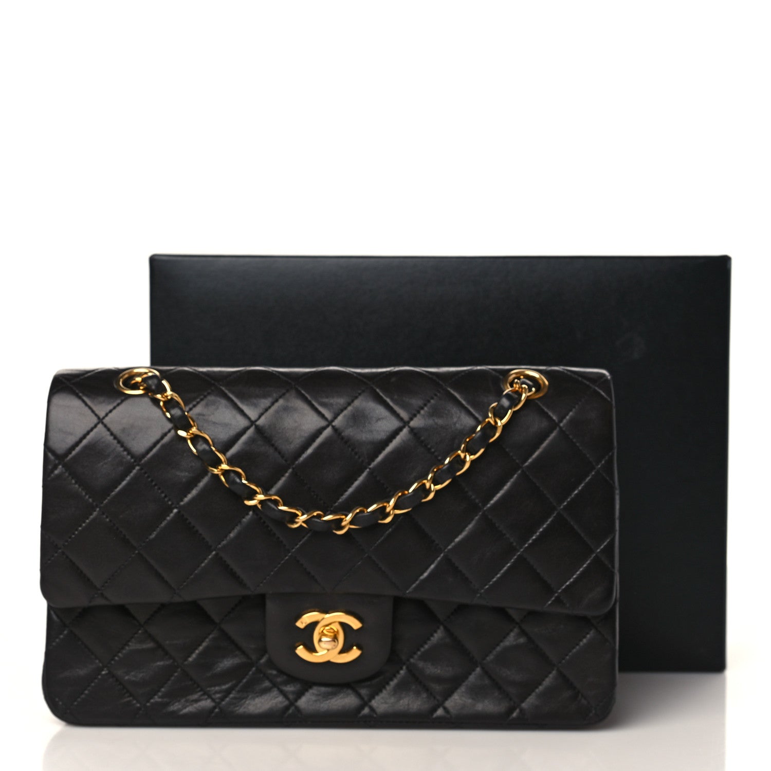 Chanel Lambskin Quilted Medium Double Flap Black 10 of 12