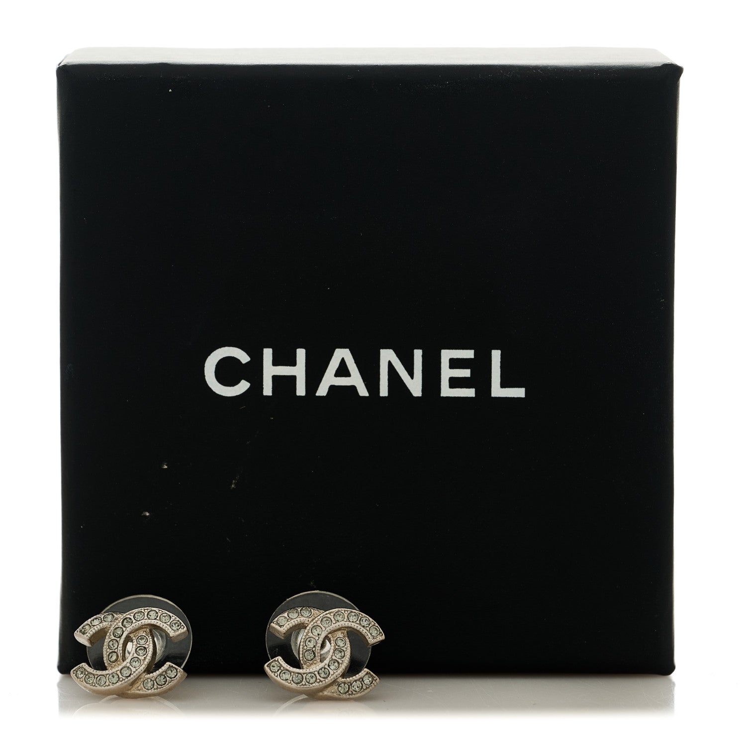 Chanel Crystal CC Earrings Silver 5 of 5