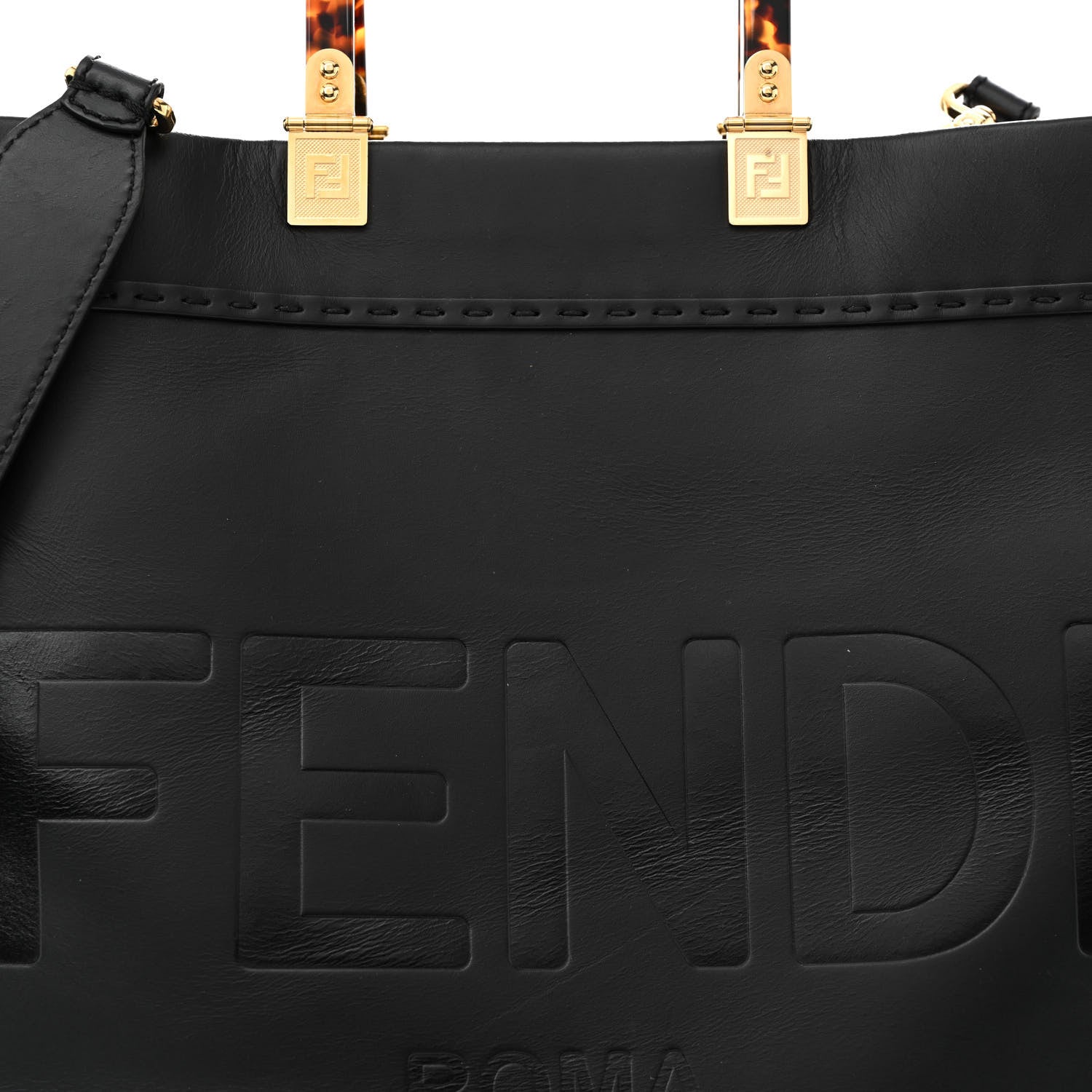 Fendi Vitello King Plexiglass Medium Fendi Sunshine Shopper Tote Black 8 of 15