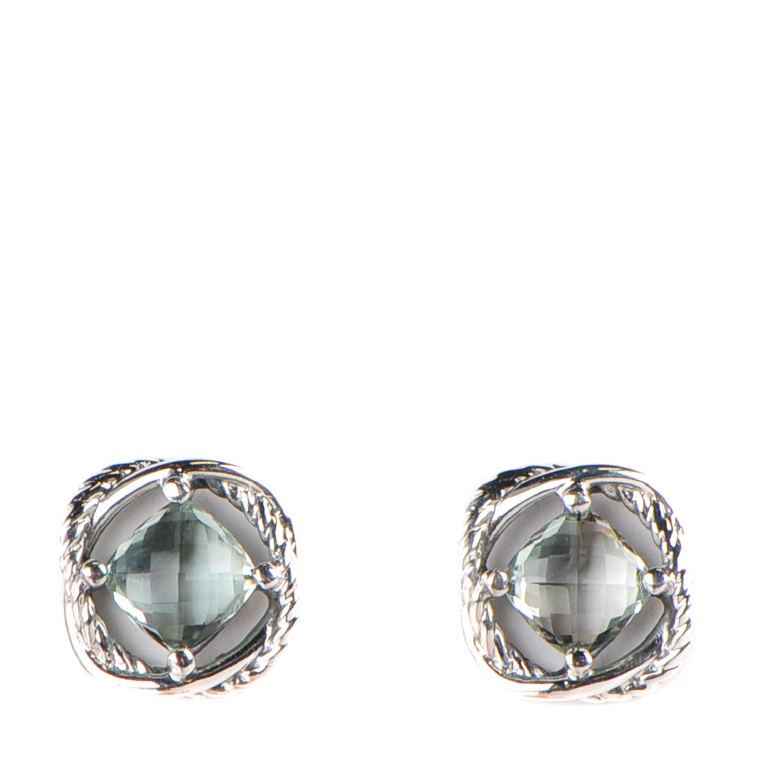 David Yurman Sterling Silver Prasiolite 7mm Infinity Earrings 1 of 5