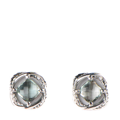 David Yurman Sterling Silver Prasiolite 7mm Infinity Earrings 1 of 5