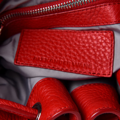 Alexander Wang Pebbled Lambskin Small Diego Bucket Bag Red Nickel Hardware 3 of 5
